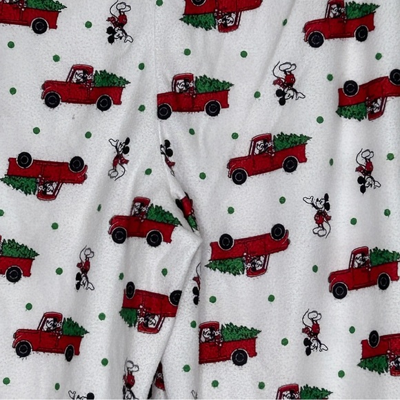 Disney Christmas Pajama Set Mickey Mouse Red Truck Women's Large White Xmas Tree - Picture 13 of 16